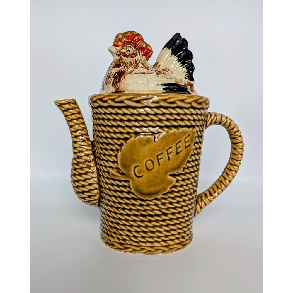 Vintage Rossini Japan Basketweave Hen Coffee Pot